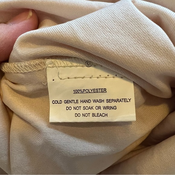 Saints + Secrets Nude & Gold Floral Lace Long Sleeve Mini Dress Size Medium - Picture 5 of 6